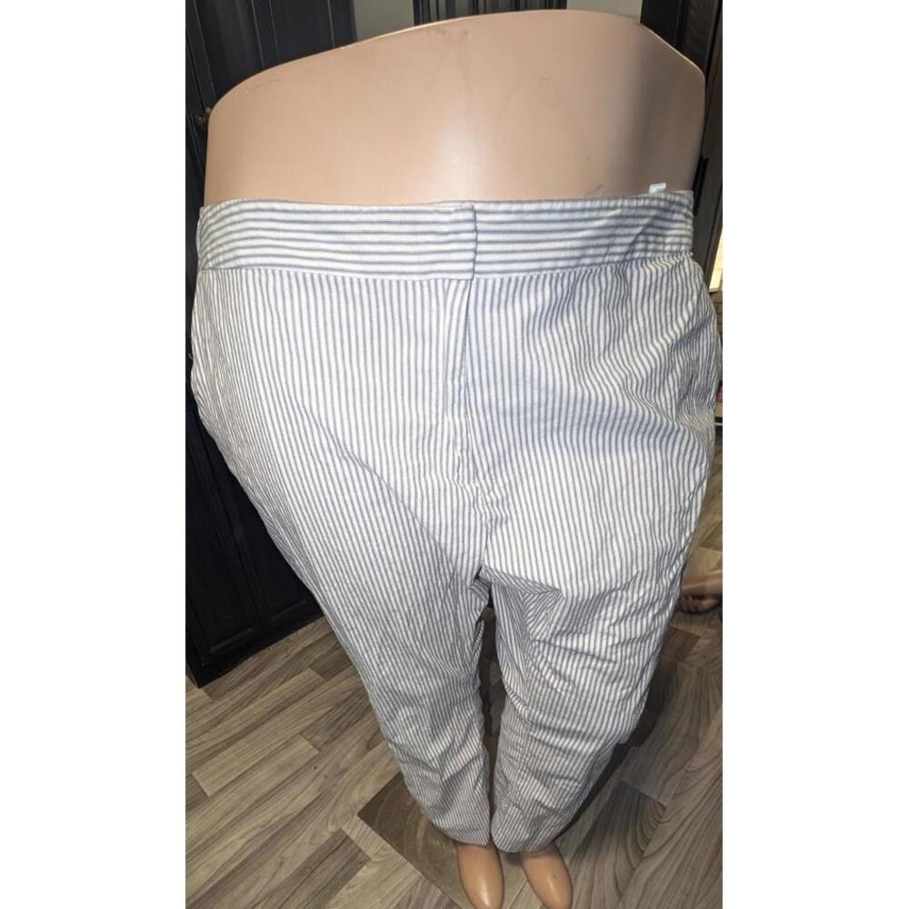 Amanda + Chelsea Blue & White Pinstripe Linen Blend Pants – Size 22W